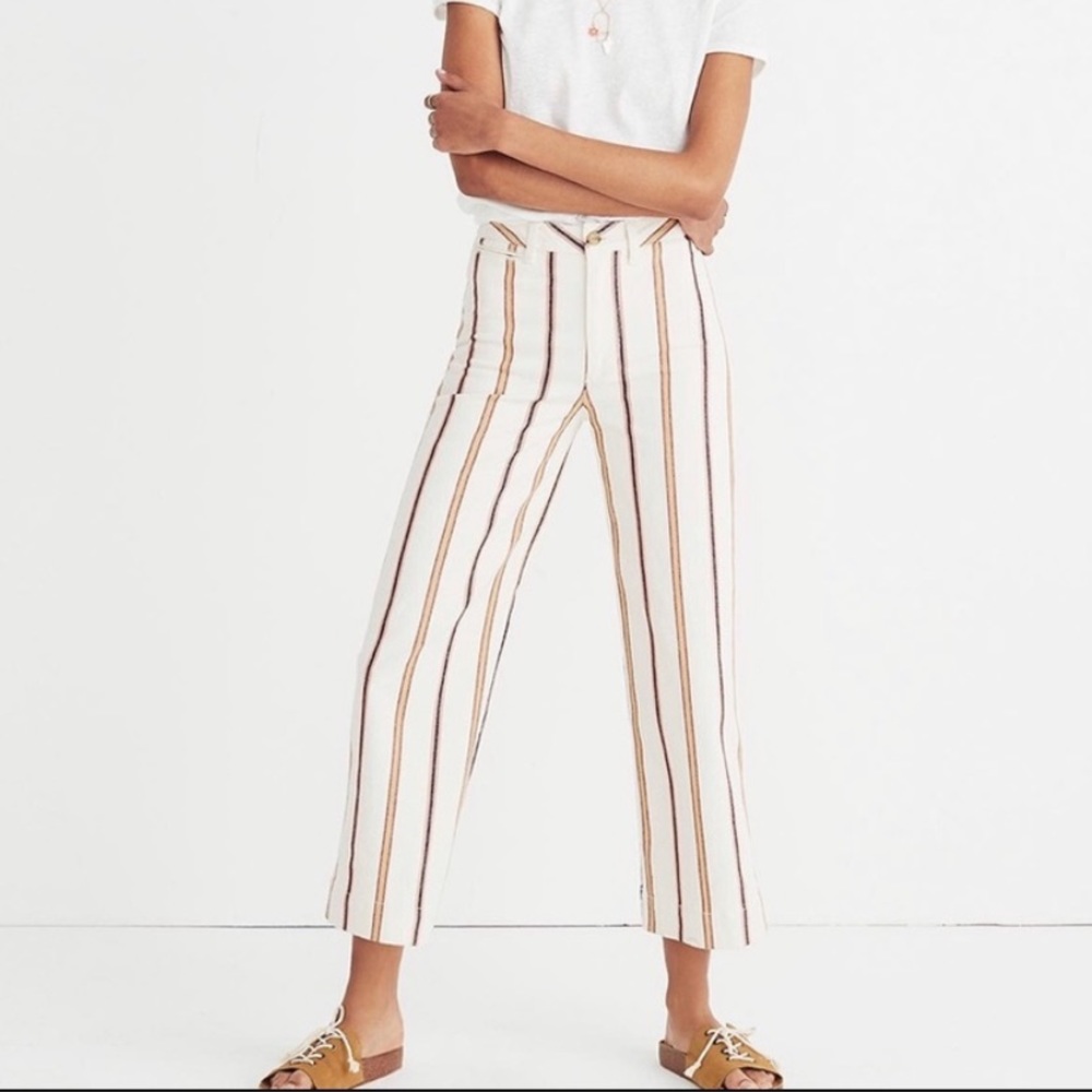 Emmett Wide-Leg Crop Pants in Antique Coral Stripe